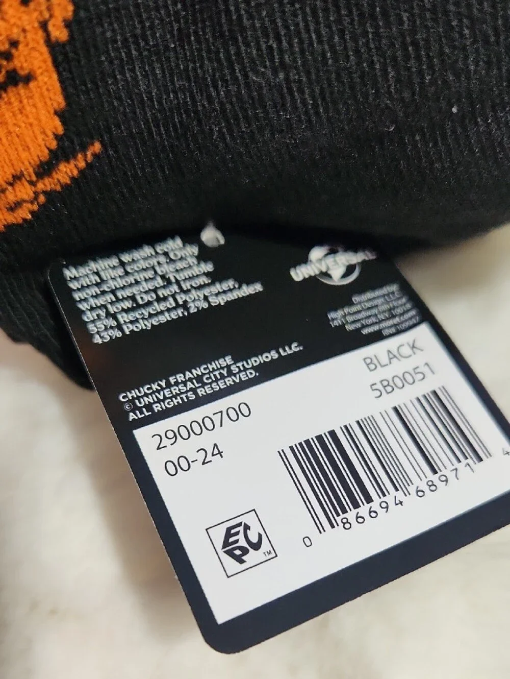 Universal Chucky No-Show Socks in Black & Orange with Multicolor Graphic